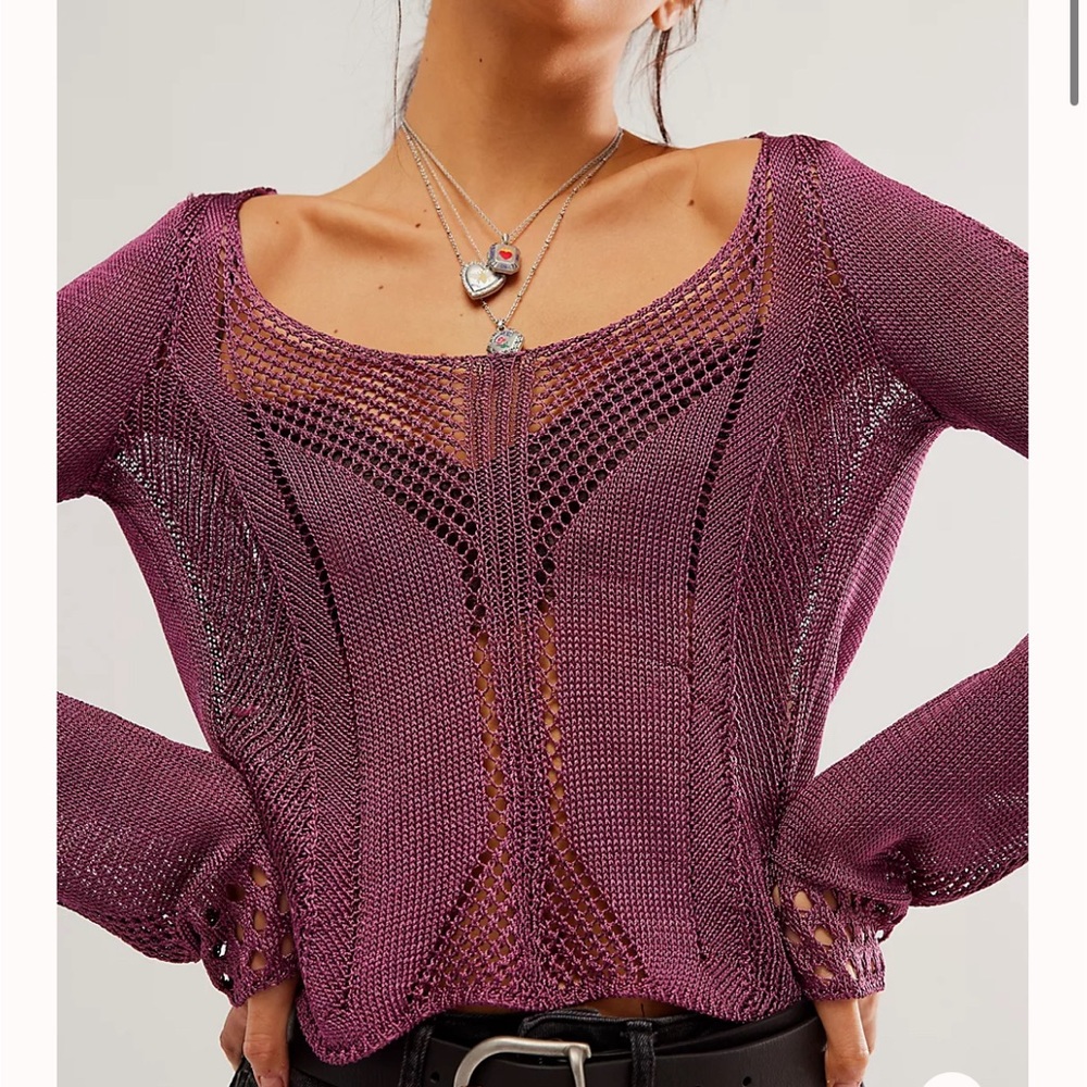 Free People Love Potion Sweater Magenta Medium